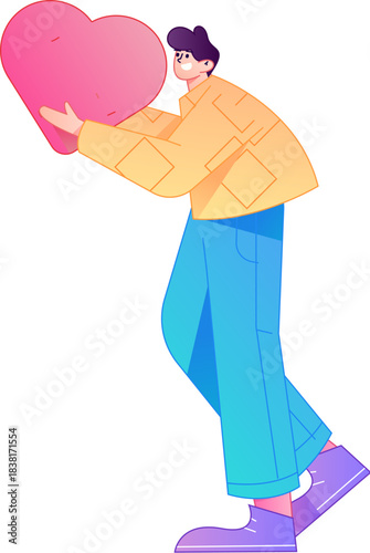 A relief illustration of a figure holding a caring hand, embodying the act of sharing affection.
