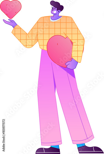 A relief illustration of a figure holding a caring hand, embodying the act of sharing affection.
