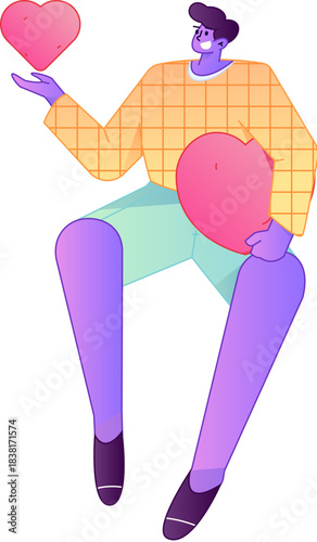 A relief illustration of a figure holding a caring hand, embodying the act of sharing affection.
