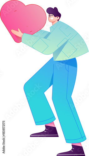 A relief illustration of a figure holding a caring hand, embodying the act of sharing affection.
