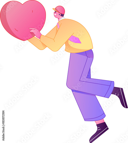 A relief illustration of a figure holding a caring hand, embodying the act of sharing affection.
