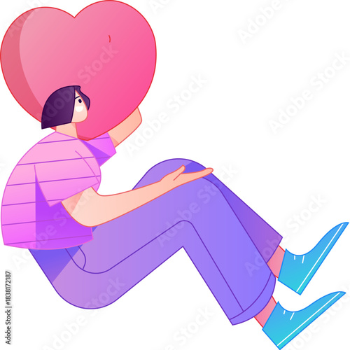 A relief illustration of a figure holding a caring hand, embodying the act of sharing affection.
