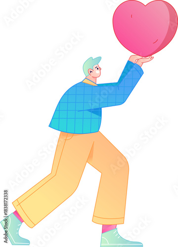 A relief illustration of a figure holding a caring hand, embodying the act of sharing affection.
