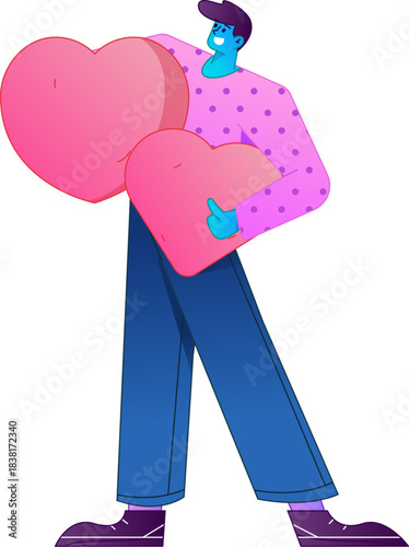 A relief illustration of a figure holding a caring hand, embodying the act of sharing affection.
