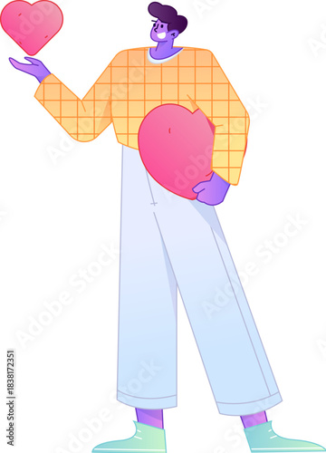 A relief illustration of a figure holding a caring hand, embodying the act of sharing affection.
