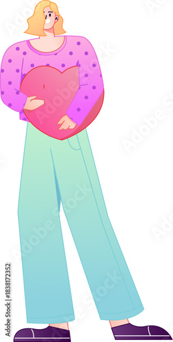 A relief illustration of a figure holding a caring hand, embodying the act of sharing affection.
