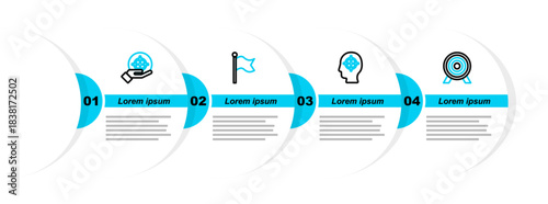 Set line Target, Head hunting, Flag and icon. Vector