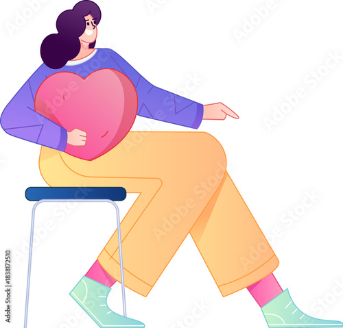 A relief illustration of a figure holding a caring hand, embodying the act of sharing affection.
