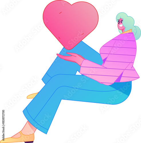 A relief illustration of a figure holding a caring hand, embodying the act of sharing affection.
