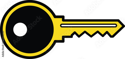 Simple, bold illustration of a golden key representing access and solutions