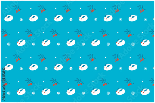 雪うさぎ　パターン背景