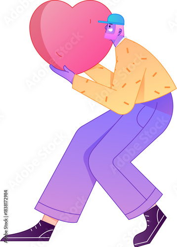 A relief illustration of a figure holding a caring hand, embodying the act of sharing affection.
