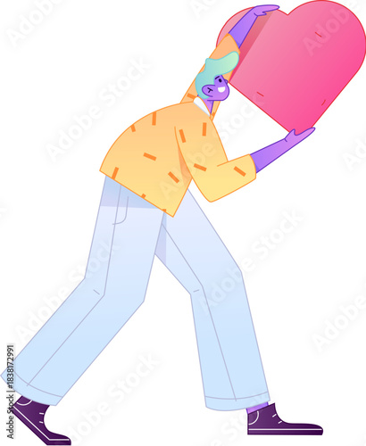 A relief illustration of a figure holding a caring hand, embodying the act of sharing affection.
