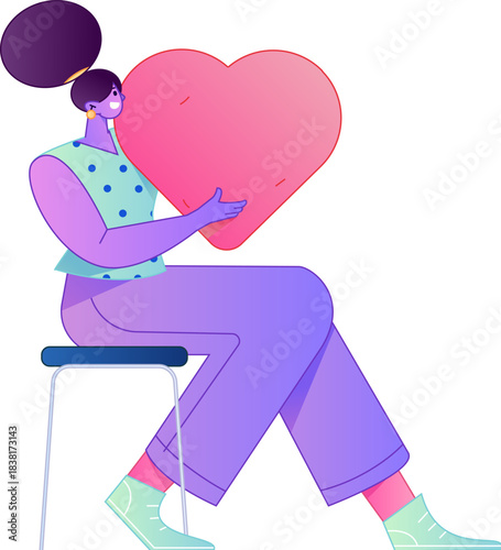 A relief illustration of a figure holding a caring hand, embodying the act of sharing affection.
