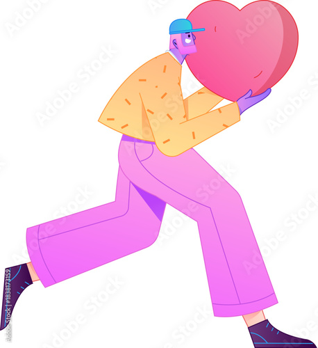 A relief illustration of a figure holding a caring hand, embodying the act of sharing affection.
