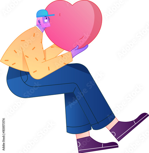 A relief illustration of a figure holding a caring hand, embodying the act of sharing affection.
