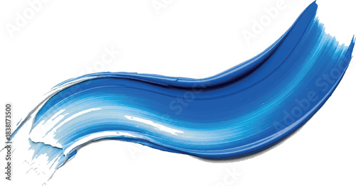 Vibrant Blue Paint Stroke Swirl on White Background.