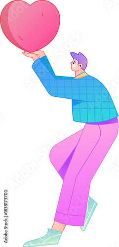 A relief illustration of a figure holding a caring hand, embodying the act of sharing affection.
