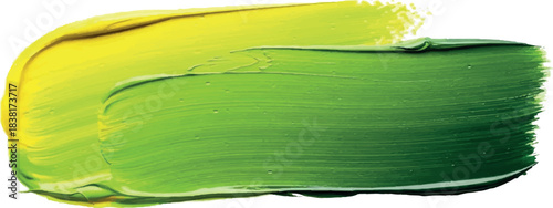 Vibrant green and yellow paint stroke texture with visible brush marks.