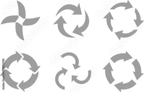 Circular arrow icon set, cycle and process flow symbols, recycling and iteration vector, business diagram graphic, sustainability concept