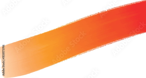 Vibrant orange to red gradient brush stroke on white background.