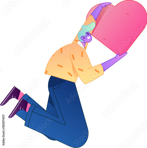 A relief illustration of a figure holding a caring hand, embodying the act of sharing affection.
