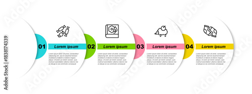Set line Candy, Herbarium, Hedgehog and Socks. Business infographic template. Vector