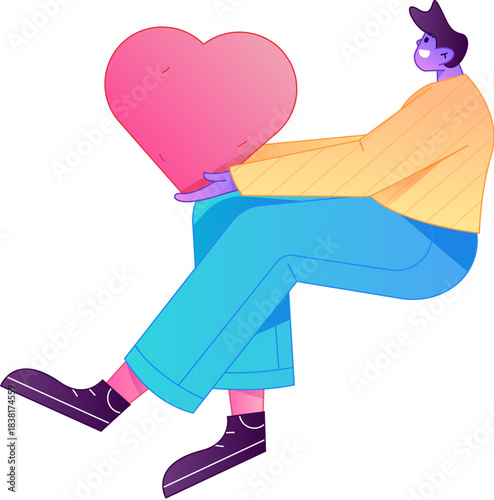 A relief illustration of a figure holding a caring hand, embodying the act of sharing affection.
