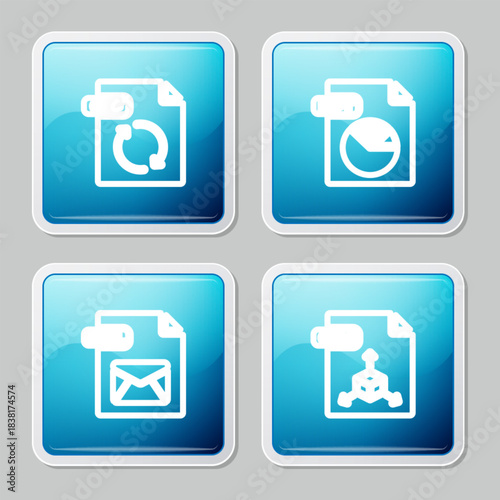Set line GIF file document, PPT, EML and OBJ icon. Vector