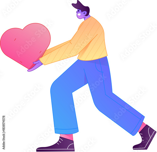 A relief illustration of a figure holding a caring hand, embodying the act of sharing affection.
