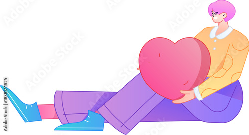 A relief illustration of a figure holding a caring hand, embodying the act of sharing affection.
