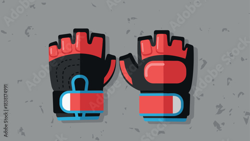 Red and black boxing gloves design for sports illustration and fitness theme