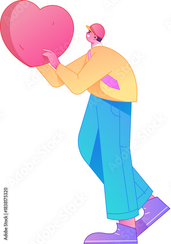 A relief illustration of a figure holding a caring hand, embodying the act of sharing affection.
