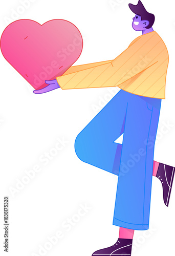 A relief illustration of a figure holding a caring hand, embodying the act of sharing affection.
