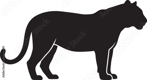 Silhouette of a powerful black panther standing alert