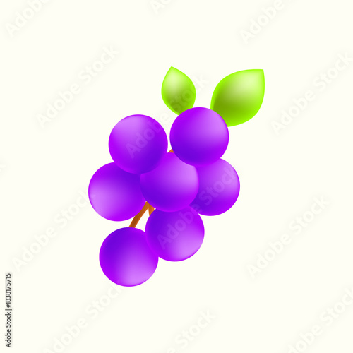 Gradient Grape Vector Illustration – Colorful Shiny Fruit Icon for Food, Market, and Healthy Organic Design