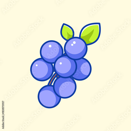 Cute Grape Vector Illustration – Colorful Fruit Cartoon Icon for Food, Snack, and Healthy Lifestyle Design