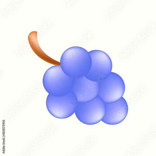 Gradient Grape Vector Illustration – Colorful Shiny Fruit Icon for Food, Market, and Healthy Organic Design