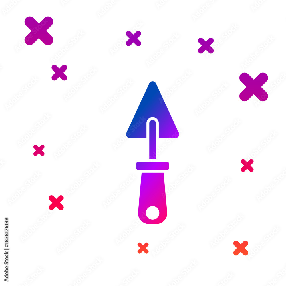 Fototapeta premium Color Trowel icon isolated on white background. Gradient random dynamic shapes. Vector