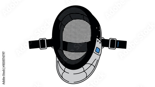 Fencing mask illustration for sports design, club promotion, or apparel decoration