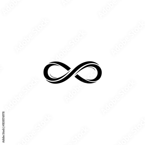 Black infinity symbol icon, mathematical concept of endlessness