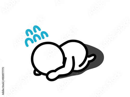 土下座して謝る人　水色