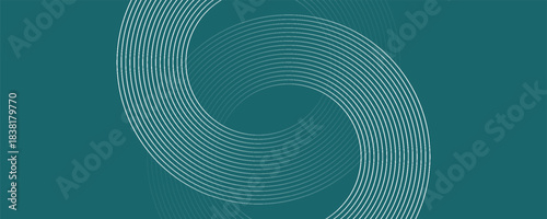 Abstract green glowing geometric lines on gray background. Modern shiny blue circle lines pattern. Futuristic technology concept. Suit for cover, poster, banner, brochure, header, website vector