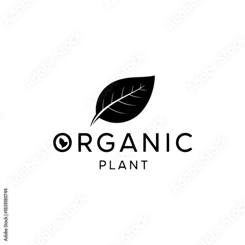 Organic plant logo design template for natural and healthy products
