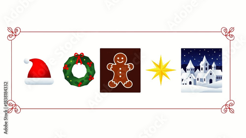 Festive Christmas Icons: An array of charming Christmas-themed icons that evoke the warmth and magic of the season, from Santa hat to a gingerbread man.