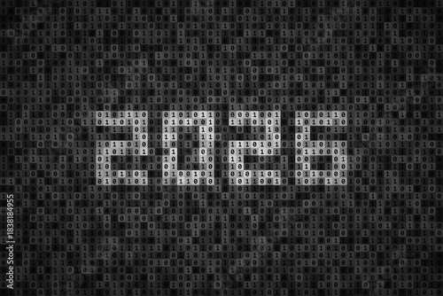 Number 2026 over binary code made from 0 and 1 symbols