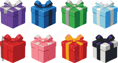 Eight Colorful Gift Boxes