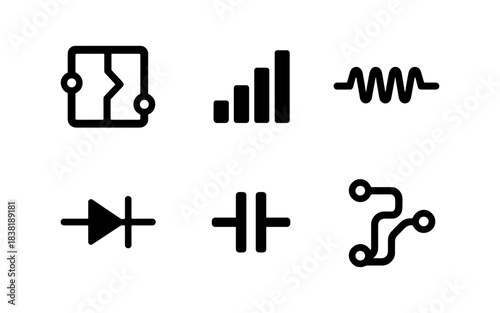Electronic circuit symbols in a clean, minimalist, and modern style