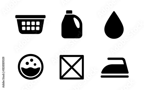 Laundry symbols and care instructions on a white background