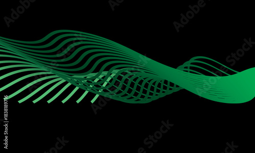 Abstract vector in colorful gradations on a dark background. Modern, dynamic and futuristic wavy lines. Suitable for technology designs, digital posters, presentation backgrounds and creative graphic.